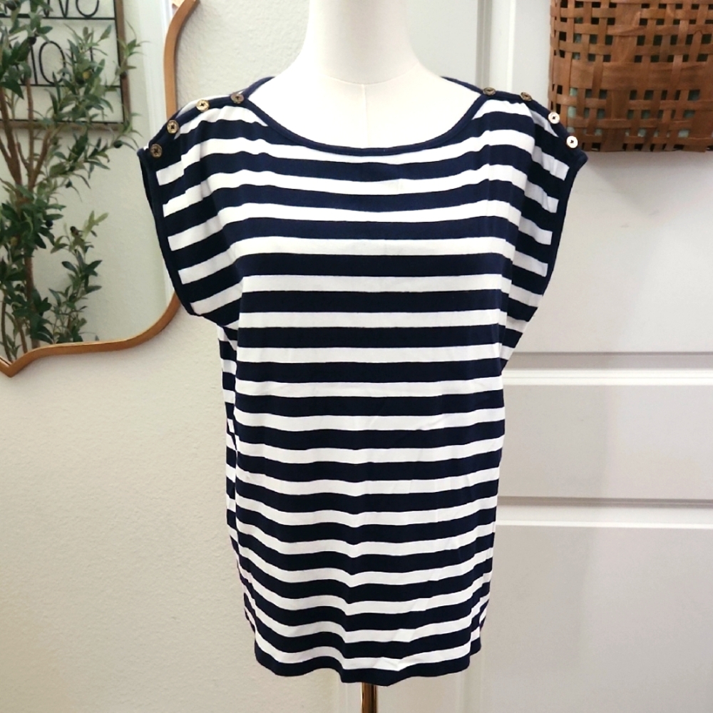 Navy Striped Women's Top